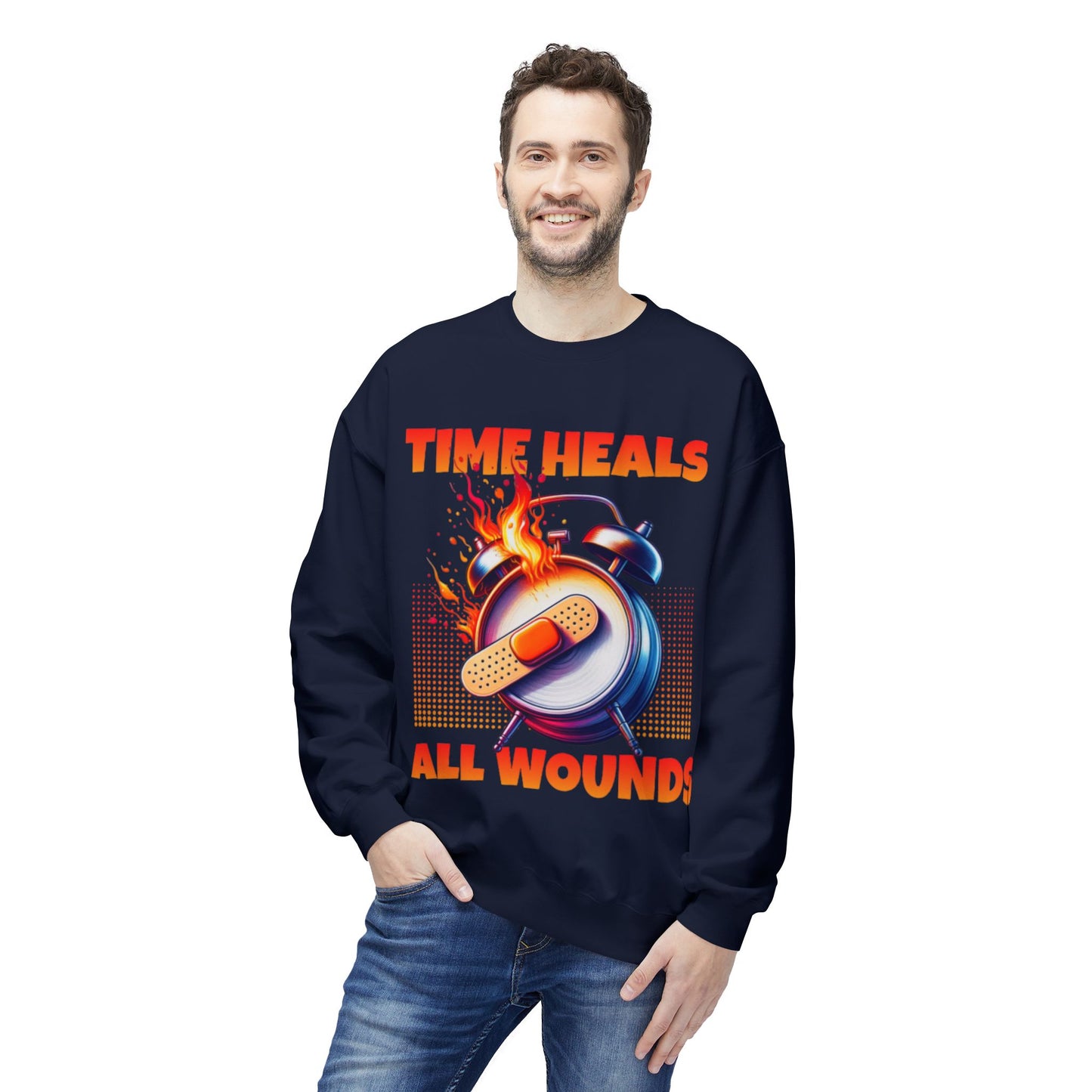 Unisex Time Heals Softstyle Sweatshirt: Orange