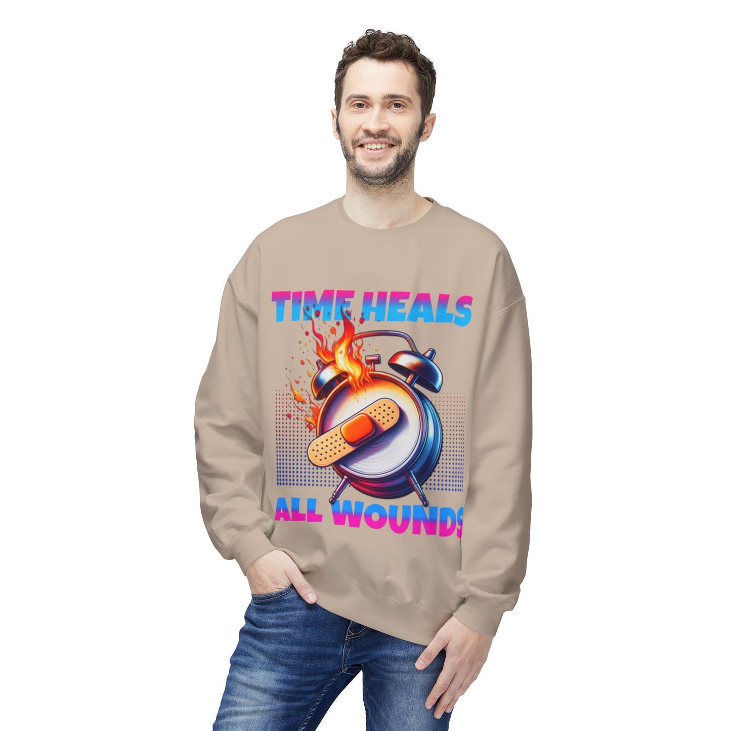 Unisex Time Heals Softstyle Sweatshirt: Pink