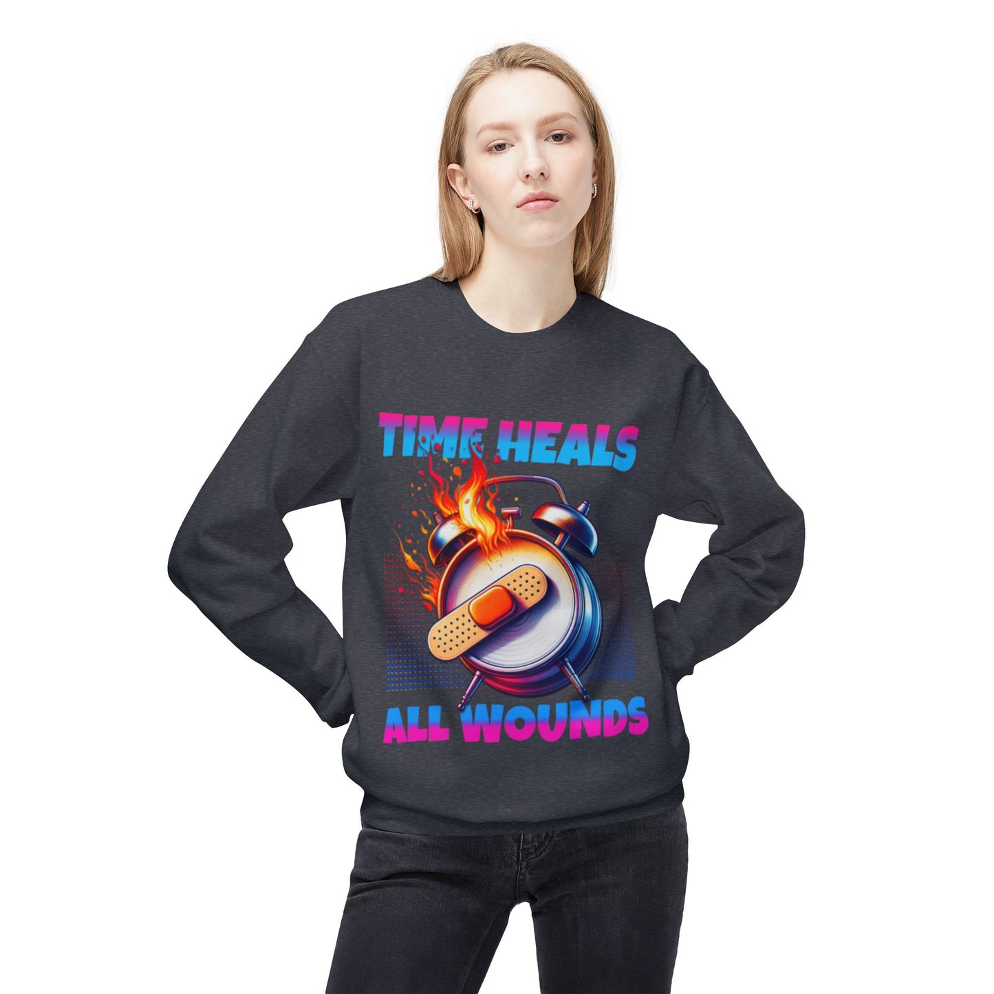 Unisex Time Heals Softstyle Sweatshirt: Pink