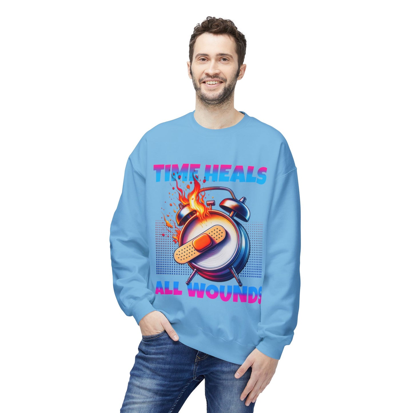Unisex Time Heals Softstyle Sweatshirt: Pink