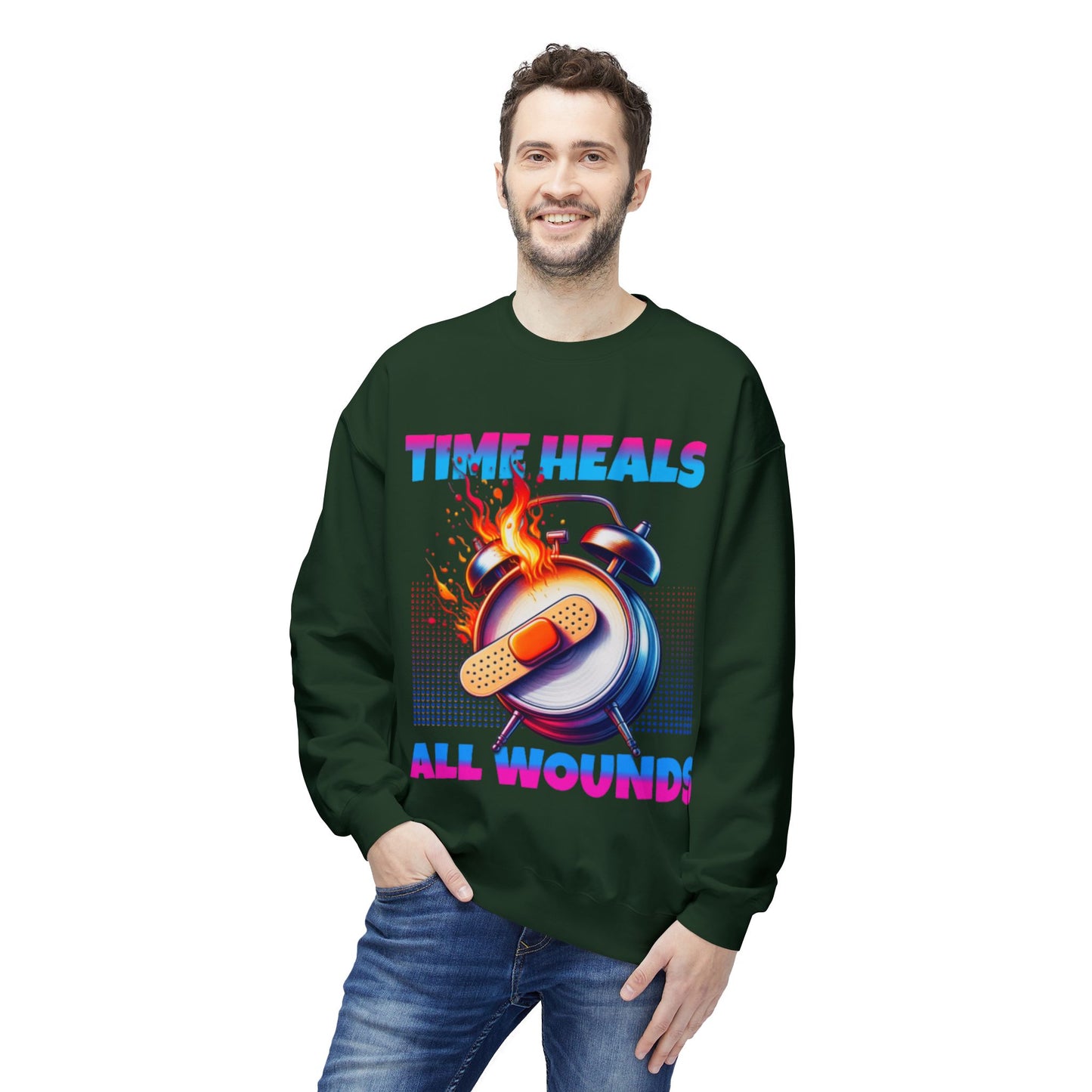 Unisex Time Heals Softstyle Sweatshirt: Pink