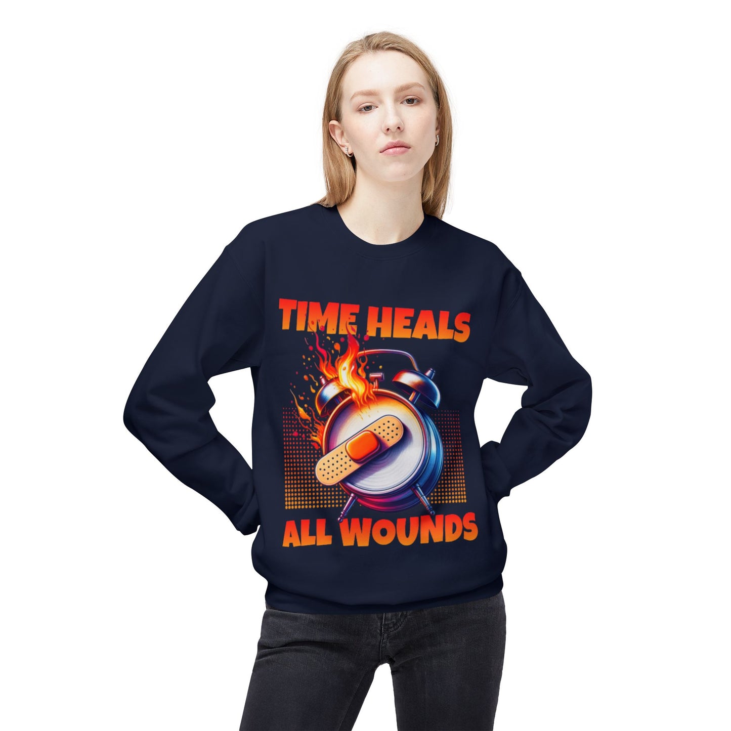 Unisex Time Heals Softstyle Sweatshirt: Orange