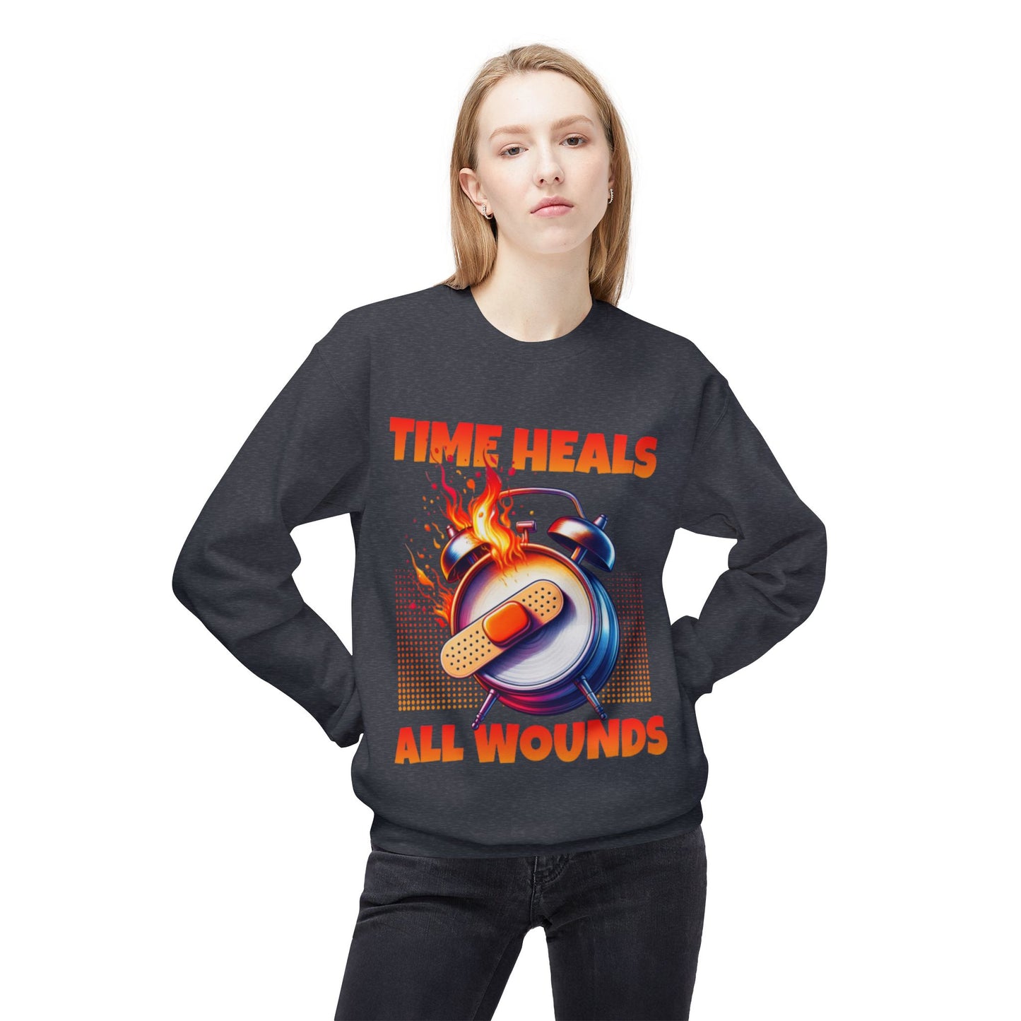 Unisex Time Heals Softstyle Sweatshirt: Orange
