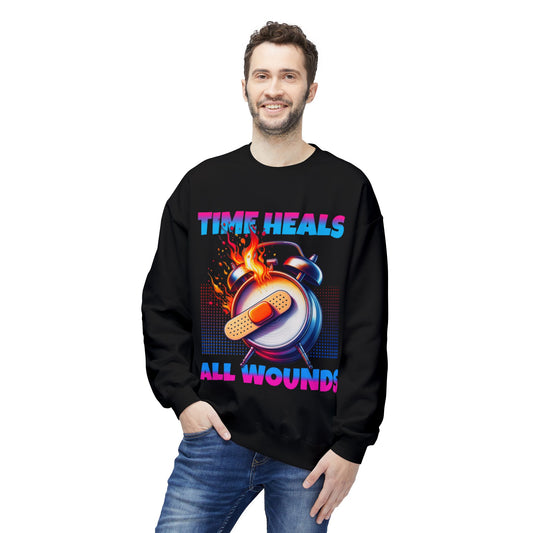 Unisex Time Heals Softstyle Sweatshirt: Pink