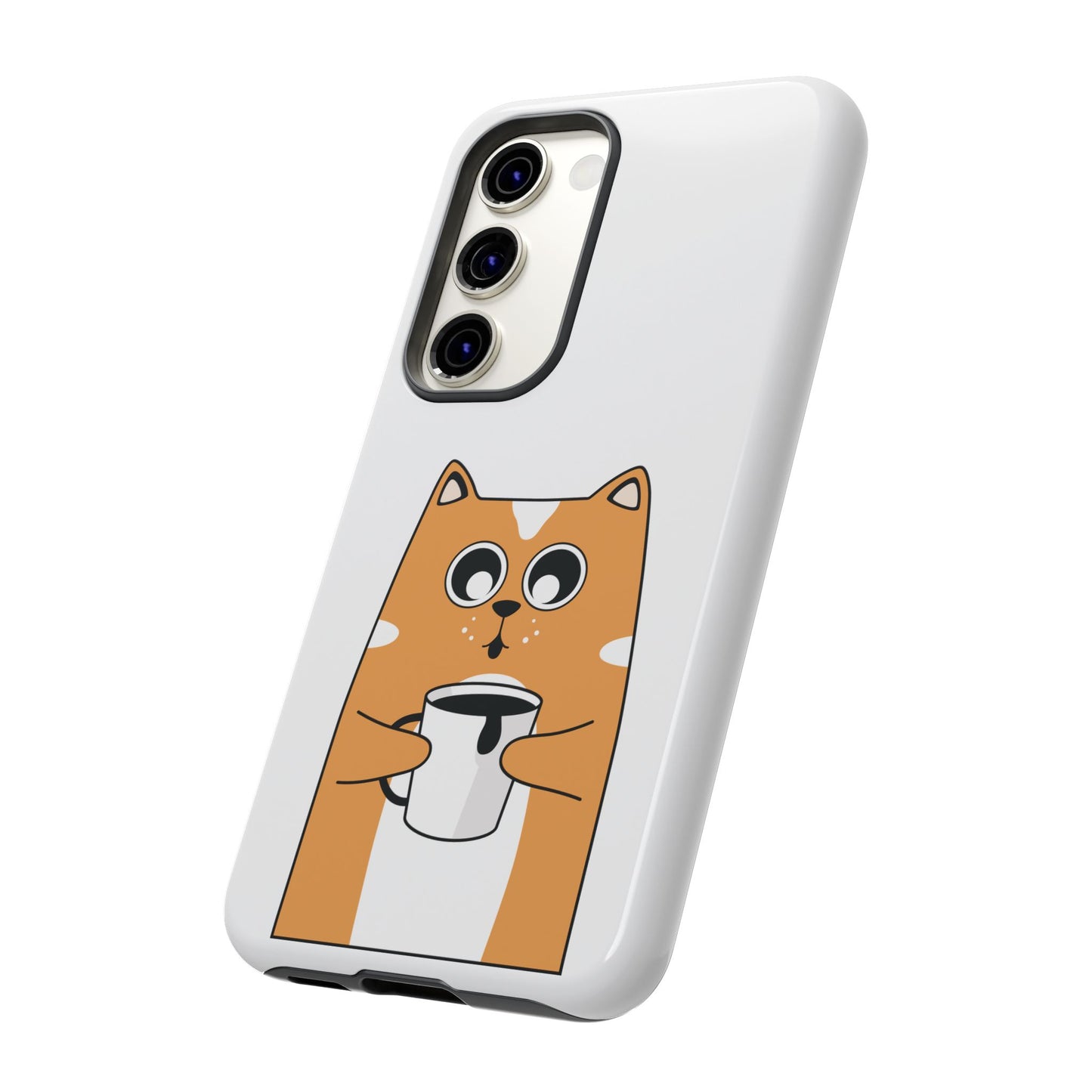 Cute Cat Coffee Mug Phone Case - Tough Protection for Pet Lovers