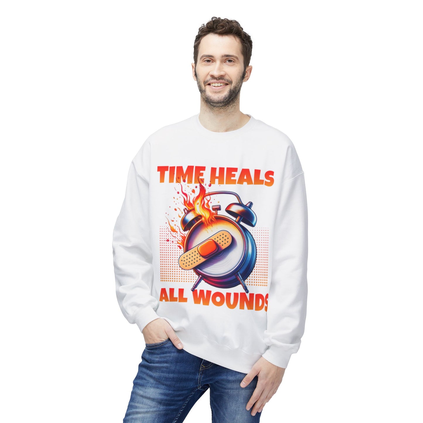 Unisex Time Heals Softstyle Sweatshirt: Orange